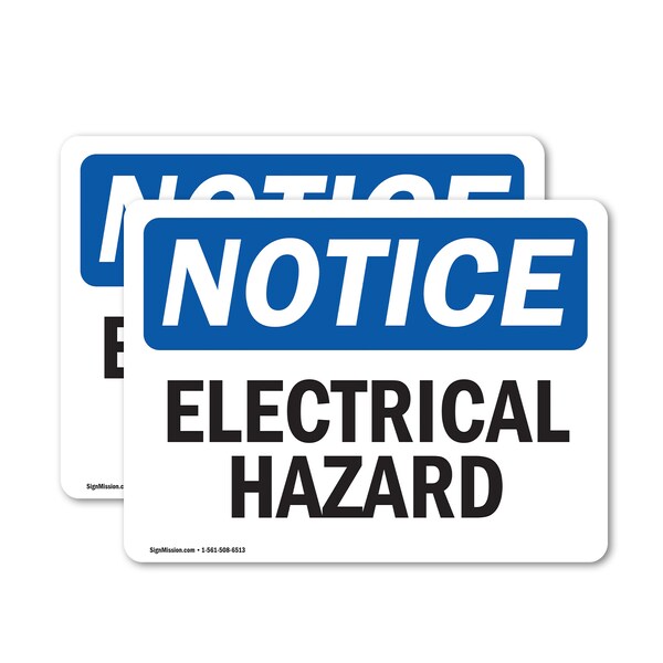 Signmission Electrical Hazard OSHA Notice Sign, Vinyl Decal, 10in W x 7in L, 2PK OS-2PACK-NS-D-710-L-11649 - main